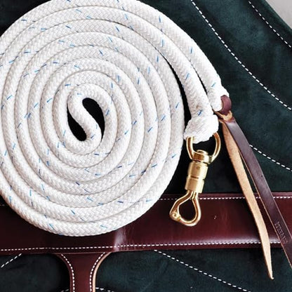 PARELLI 12 Foot Training Rope - Strong Everyday Use All-Purpose Horse Lead Rope with Loop & Latigo Popper | 9/16" Diameter Smooth Yachting Braid, White - color: White