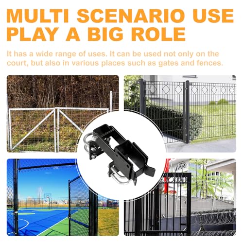 Chain Link Double Gate Latch, Steel Residential Strong Arm Double Gate Latch Chain Link Fence Gate with Convenient Padlock Holes for 1.375" Round Tube Door Frame Metal Door