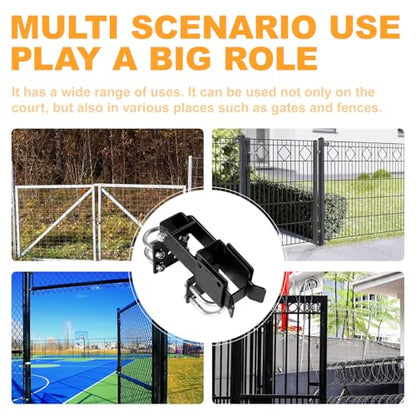 Chain Link Double Gate Latch, Steel Residential Strong Arm Double Gate Latch Chain Link Fence Gate with Convenient Padlock Holes for 1.375" Round Tube Door Frame Metal Door