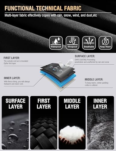 QMP Winter Jackets For Men with Hoode Ski Snow Snowboarding Waterproof Fleece Liner Coats Windproof Raincoat 6 Pockets - color: Dark Grey, size: Medium