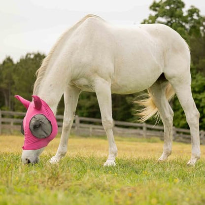 Equinavia Bug Out Horse Fly Mask, Soft Stretch Equine Fly Mask with Ears - color: Pink Flambe, size: Cob