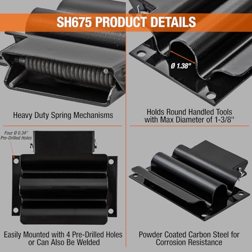 Buyers Products SH675 Black Steel Hand Tool Rack Holder for Trailers
