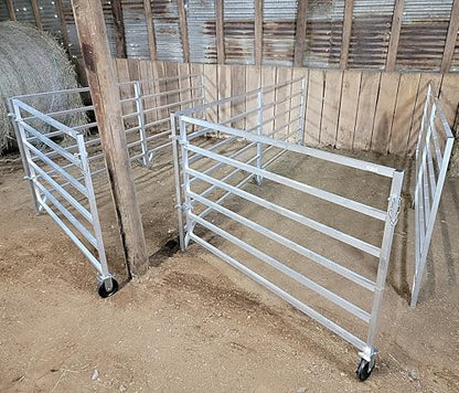 Aluminum 5 FT X 10 FT 6 Rail 40" Wall-Mounted ADD-ON Sheep & Goat STALL KIT Pen
