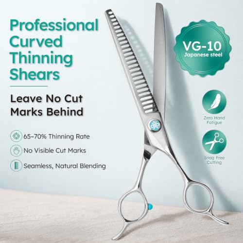7" Dog Grooming Scissors Set – VG10 Straight & 70% Chunker Shears | Premium VG10 Japanese Steel, Scissors for Dogs & Cats, Razor-Sharp Precision, Lightweight Ergonomic Design - size: 7" Set