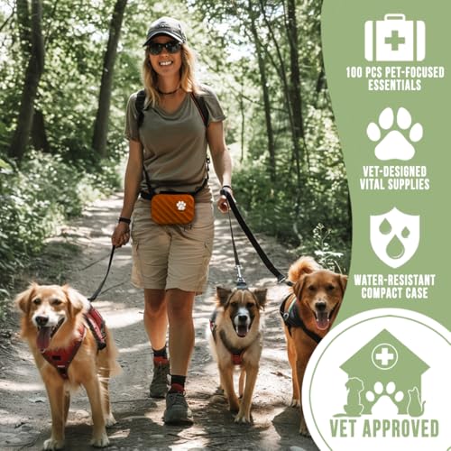 EVERLIT Pet Medic First Aid Kit | 95 Pcs Vet-Approved Medical, Outdoor & Emergency Supplies for Dogs, Cats, Animal Care | Travel-Friendly Compact Bag for Home, Car and Travel (Raven Black) - color: Clear