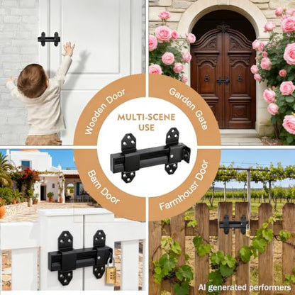 Heavy Duty Slide Bolt Gate Latch,Gate Latch Lock with Padlock Hole,Gate Latch for Wooden Fences, Barn Doors, Sliding & Swing Gates, Outdoor Sheds & Courtyards, Matte Black (1Pack) - color: Black (1Pack)