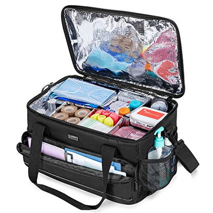 Trunab Large Insulated Medical Bag with Dividers, Easy-Clean Trauma Pouch - color: Black, size: X-Large