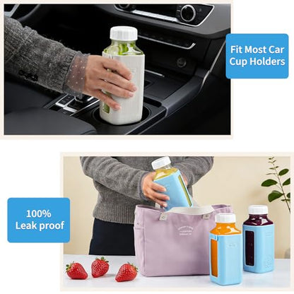 Syntic 16 Oz Glass Milk Storage Bottle with Lid & Pour Spout,Gray Sleeve - color: 1 Set-Light Gray