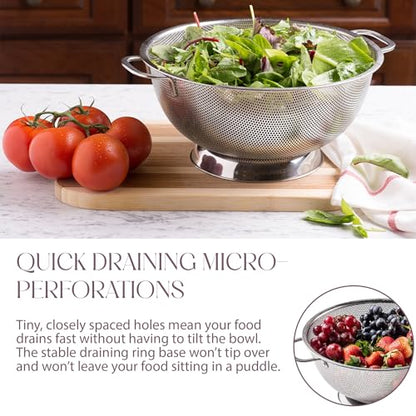 Bellemain Stainless Steel Colander for Kitchen, 3 & 5 Qt Strainers - size: 3Qrt + 5Qrt