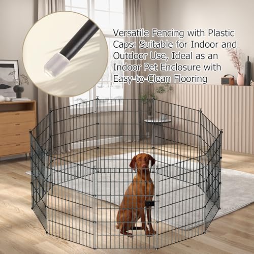 10 Panel No Dig Metal Garden Fence 40"H x 23.6'L Dog Fence Outdoor for Yard | Rustproof welded metal with ground stakes for outdoor yards, patios. Modular design restrains pets, rabbits and small animals - size: 10 Panels-23.6 ft(L) X 40 in(H) with Gate