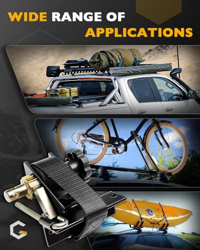 Ladder Rack Ratchet Straps with J-Hook (4 PCS), Cargo Buckle Lock Strap - color: Black (4 pcs), size: Black Square Tube