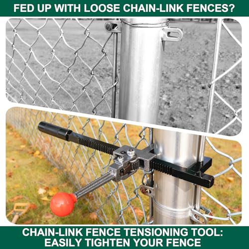 Chain Link Fence Stretcher Tool, Fence Puller, Tightener & Tensioner | Ratcheting Fencing Tool: 3–9.5 in range, 5° tilted base and hooked groove improve grip for one-person chain link fence setup