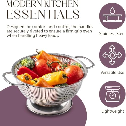 Bellemain Stainless Steel Colander for Kitchen, 5 Qt Pasta & Rice Strainer - size: 5 Quart