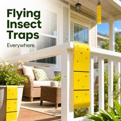 Qualirey 20 Pcs Giant Sticky Fly Traps, Fly Strips for Indoor Outdoor Hanging Flying Tapes Non Toxic Ribbon Fruit Gnat Killer for Mosquito Plants House Horse Stable