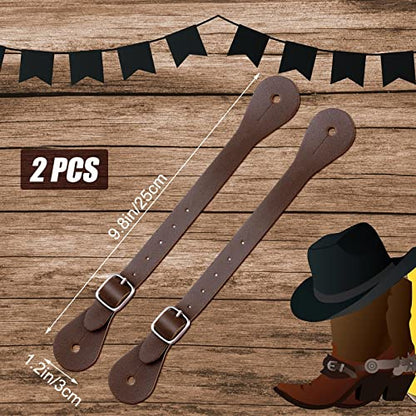 Saintrygo 2 Pcs Adjustable Leather Spur Straps for Western Boots,Rustic
