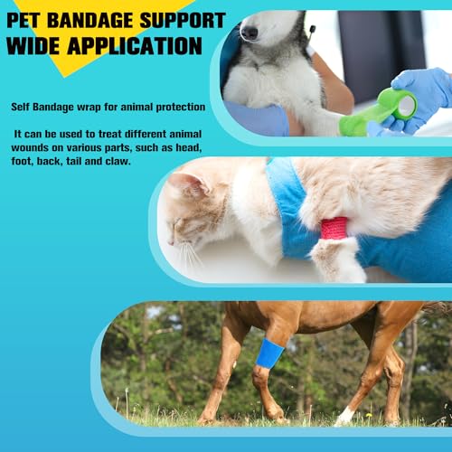 4 Pack Self Adhesive Bandage Wrap, 6 ln x 5 Yards Vet Wrap Tape, White | Non-Woven Self Adherent Cohesive Bandage for Thumb, Finger, Wrist, Knee, Ankle - color: White
