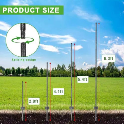 4.1FT Metal T Posts for Fencing, 8 Pack No Dig Fence Stakes with Threaded Connection and 100 Zip Ties, Steel Garden Fence Posts for Yard, Poultry Netting, Orchard - size: 4 Feet