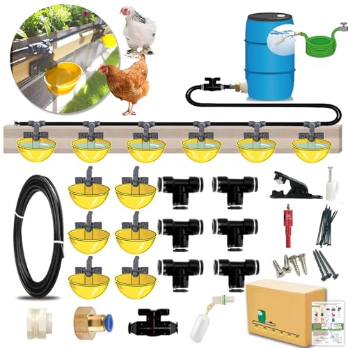 Automatic Chicken Water System, Complete Set with Large Water Cup,Pipeline - size: 6Cups