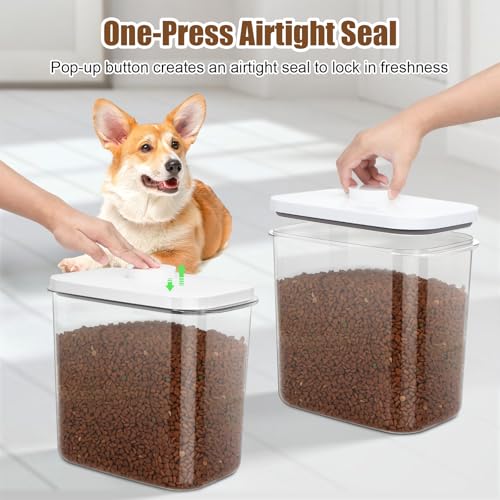 TBMax Dog Cat Food Storage Container 12-15 Lbs with Easy-Carrying Handles, Stackable Pet Food Dog Treat Container with Pop Up Lids, Airtight Food Storage Bin for Kitchen Organization