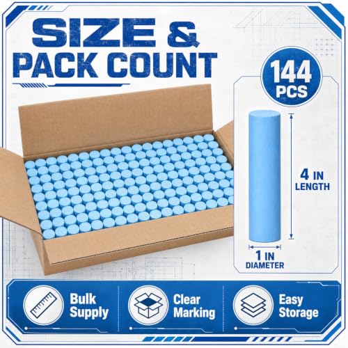 Blue 144 Pcs Large 4 x 1 Inch Railroad Crayon Chalk - color: Blue