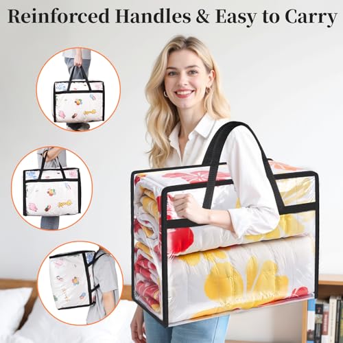 SpaceTrove Clear Storage Bags, 8-Pack Under Bed and Closet Organizers 90L - size: 90L