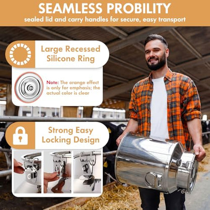 FillTouch 2 Pcs Stainless Steel Milk Can 22L with Sealed Lid for Storage - size: 22l