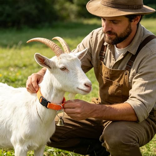 Collar for Goat Adjustable Sheep Positioning | Farm Animal Collar for Animal Lovers Breeders Farmers Ranchers Shepherd Ranch Farm Barn Backyard Open Range - color: Orange