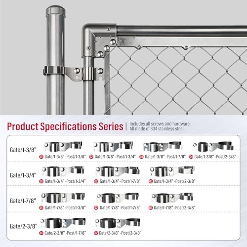 Stainless Steel 1-3/8" x 2-3/8" Chain Link Gate Latch （Fit 1-3/8" Gate Frame）, Heavy Duty Chain Link Fence Gate Fork Latch with Hole for Padlock 1Pack - color: 1-3/8"x2-3/8"