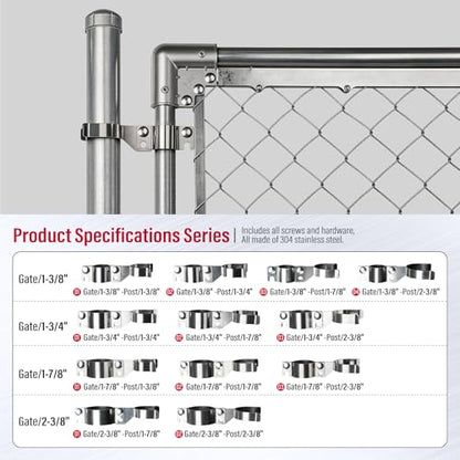 Stainless Steel 1-3/8" x 2-3/8" Chain Link Gate Latch （Fit 1-3/8" Gate Frame）, Heavy Duty Chain Link Fence Gate Fork Latch with Hole for Padlock 1Pack - color: 1-3/8"x2-3/8"