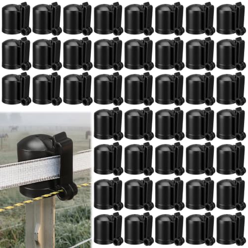 Novabright 80 Pack Electric Fence Insulators and T‑Post Safety Caps T Post Top Insulator Heavy Duty for 1.25″ 1.33″ T Posts Ideal for Farm Livestock Ranch Garden Property Fencing (Black) - color: Black