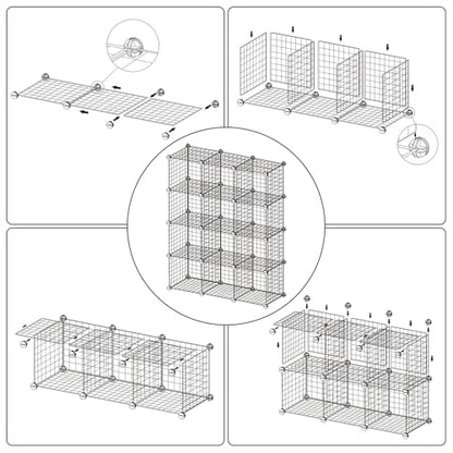 C&AHOME Wire Cube Storage, 12 - Cube Organizer Metal C Grids, Closet, Blue - color: Blue