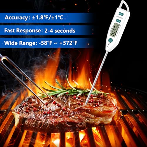 BOMATA Digital Water Thermometer for Liquid, Meat, Cooking, IPX7 Waterproof - color: White