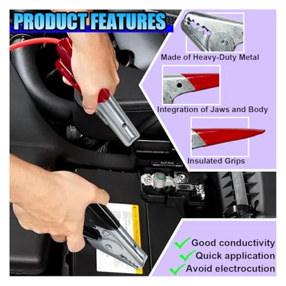 YoRise Car Battery Jumper Cable Clamps, 1100A Automotive Jump Starter Alligator Clamp, Heavy Duty Car Battery Charger Clamps, Insulated Wire Clips Replacement for Most Vehicles (4PCS)