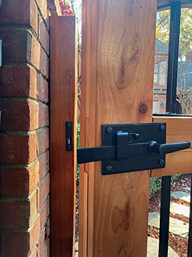 Gate Latch, Heavy Duty with Lever for Doors or Gates, Black, Left Hand - style: Gate Latch - Left Hand