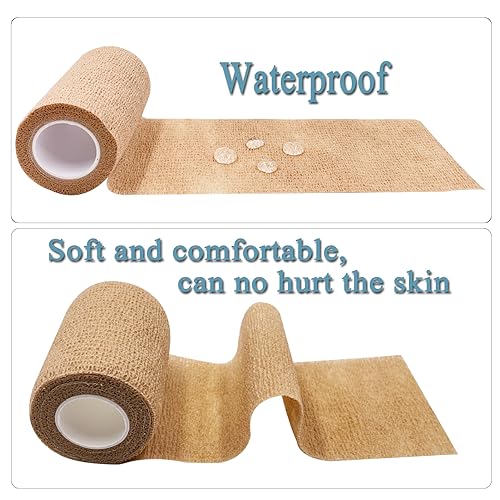 HerMia 4 Rolls Self Adhesive Bandage Wrap 3 Inch Self Adherent Wrap Self Stick Bandages Wrap Stretch Bandage for Wrist Ankle Swelling Sprains - size: 3 In - 4 Rolls
