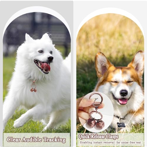 2 Extra-Loud Copper Dog Bells for Medium-Large Dog Collars - color: Copper, size: Large