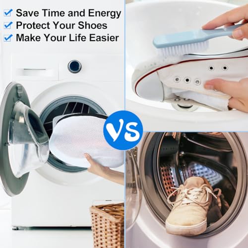 Vivifying Shoe Washing Bag, Set of 3 Mesh Shoe Laundry Bags with Zip Closure for Sneakers, Running Shoes, Socks, Bras - size: 3 pcs (9.4" x 15.7")