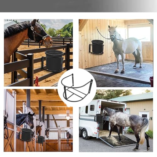 4 Pack Bucket Holder,Heavy Duty Wall Mounted Livestock Water Bucket Holder Detachable Steel Bucket Hanger, Securely Hangs 5 Gallon Horse Water and Feed Buckets