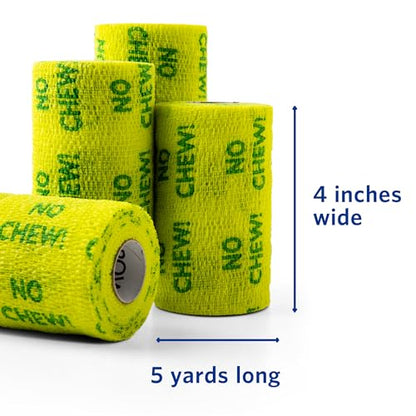OVIK Health PowerFlex Equine – Extra Strong Self-Adhering Bandage Wrap – Wound Care, Compression & Support Bandage for Horses, Cows & Dogs – No Chew, 4 inch, 4 Rolls (Resealable Case) - color: No Chew