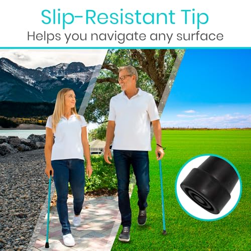 Vive Folding Cane - Foldable Walking for Men, Women Fold-up & Collapsible - color: Teal