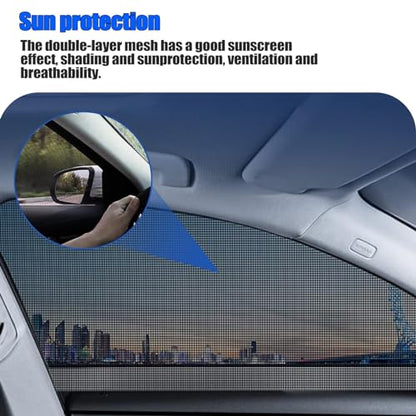 4 PCS Car Front and Rear Side Window Sunshades, 26.3" x 27.5" + 21.2" x 31.1" Mesh Ventilated Privacy Protector, Windows Lifting Anti-dust and Interference Cover, Universal for SUVs (Black)