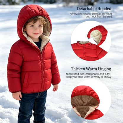 GOODKIDS Baby Girls Boys' Winter Fleece Jackets with Hooded Toddler Warm Lined Coat Outer Clothing 1-6 Years - color: Red, size: 2-3T