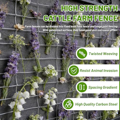 Cattle Panel 4ft x 165ft 14 Gauge Heavy Duty Galvanized Woven Wire Fence - size: 14ga 4x165ft