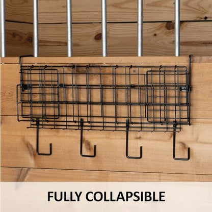 EASY-UP 24" Collapsible Basket and Tack Rack | The Ultimate Tack Room Organizer for Every Equestrian | Color Black