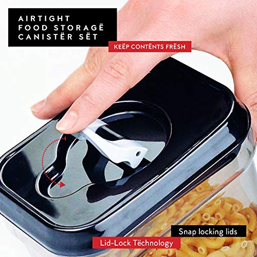 DWËLLZA KITCHEN Large Airtight Food Storage Containers - Clear Plastic Bulk Food Pantry & Kitchen Storage Containers for Flour, Sugar and Baking Supplies 4 Pcs. BPA-Free, Keeps Fresh & Dry (Black) - color: 07 - 3.8 liters & 0.77 liter (Set of 4)