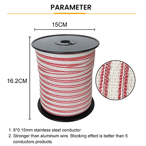 Electric Fence Tape 1/2 inch, Electric Fence Poly Tape 6ss Conductors 656' - color: 0.5 in, size: 656 FEET
