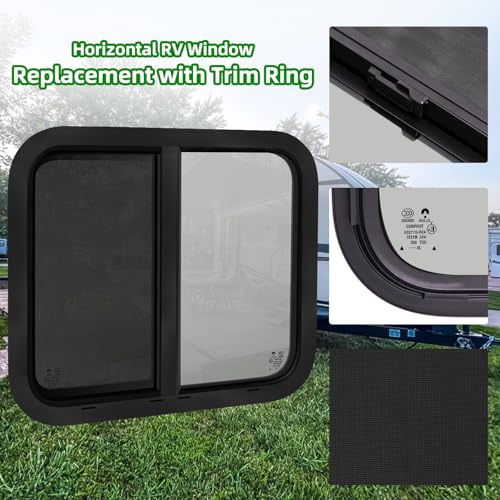 30"W x 24"H RV Windows for Cargo Trailer Camper,Tinted Horizontal Sliding - size: 30"W x 24"H