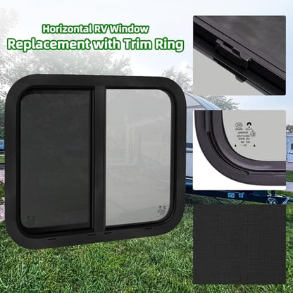 30"W x 24"H RV Windows for Cargo Trailer Camper,Tinted Horizontal Sliding - size: 30"W x 24"H