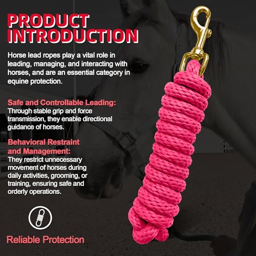 5/8" x 8' Nylon Horse Lead Rope (Peach Pink) - color: Peach Pink