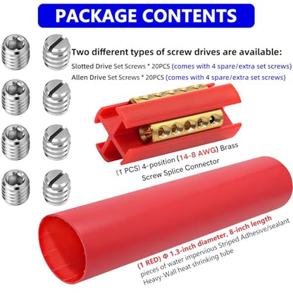 Upgraded Underground Wire Splice Kit & in Wall Splice Kit,UF Wire Splice Kit,14/3 to 8/3 AWG Screw Splice Connectors w/ 8" Heavy-Wall Heat Shrink for Direct Burial & Extension Cord, 1 Set, Red